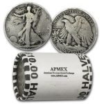 1920 Walking Liberty Halves 20-Coin Roll Avg Circ