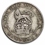1921-1927 Great Britain Silver 6 Pence George V Avg Circ