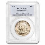 1921 2X2 Alabama Centennial Half Dollar MS-63 PCGS