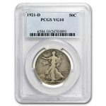 1921-D Walking Liberty Half Dollar VG-10 PCGS