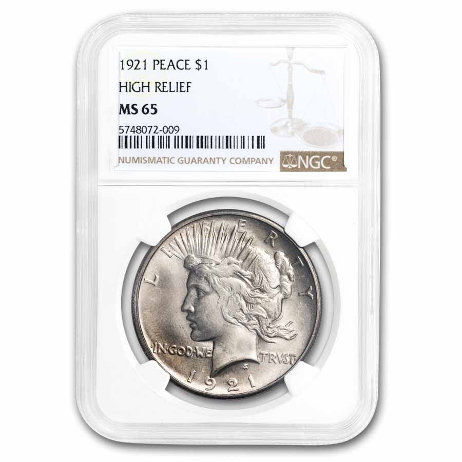 1921 High-Relief Peace Dollar MS-65 NGC
