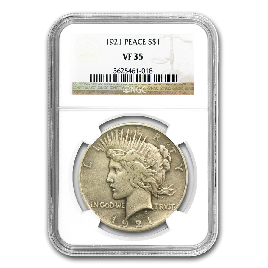 1921 High-Relief Peace Dollar VF-35 NGC