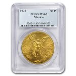 1921 Mexico Gold 50 Pesos MS-63 PCGS