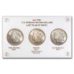 1921 Morgan Dollar 3-Coins P-D-S Mint's Set BU (Capital Plastic)