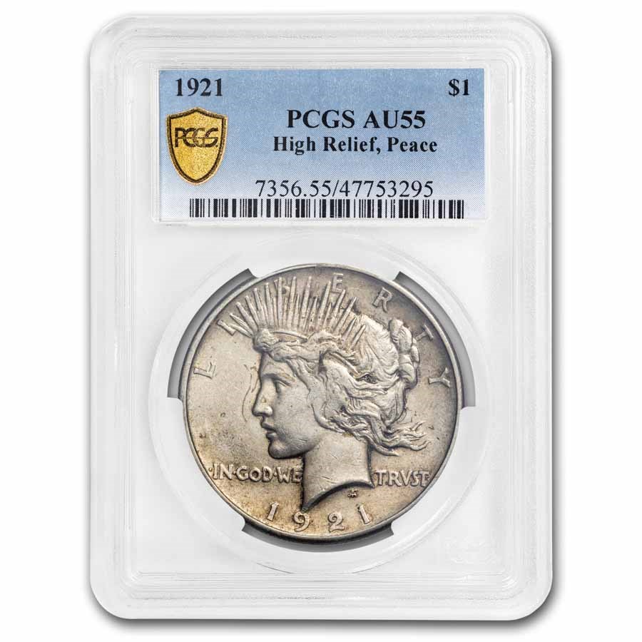 1921 Peace Dollar AU-55 PCGS