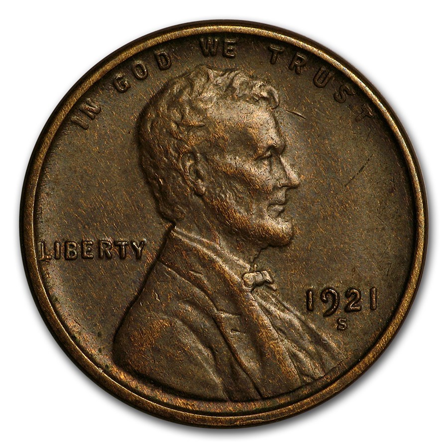 1921-S Lincoln Cent AU