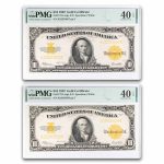 1922 $10 Gold Certificate XF-40 EPQ PMG (Fr#1173) 2 Cons.