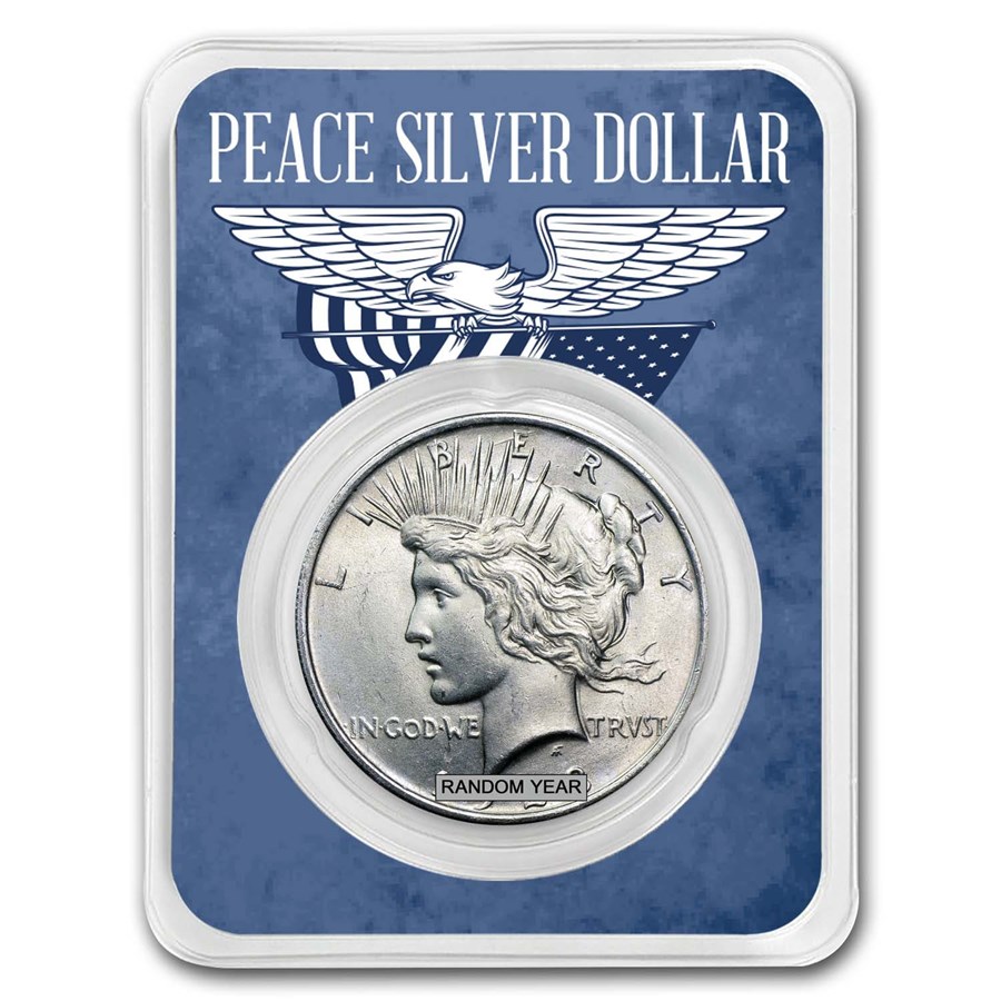 1922-1925 Peace Silver Dollar BU - w/Eagle Wings Card