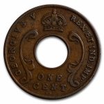 1922-1935 British East Africa Bronze 1 Cent George V Avg Circ