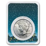 1922-1935 Peace Silver Dollar BU - w/Snowy Village Card