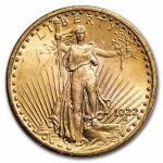 1922 $20 St Gaudens Gold Double Eagle BU