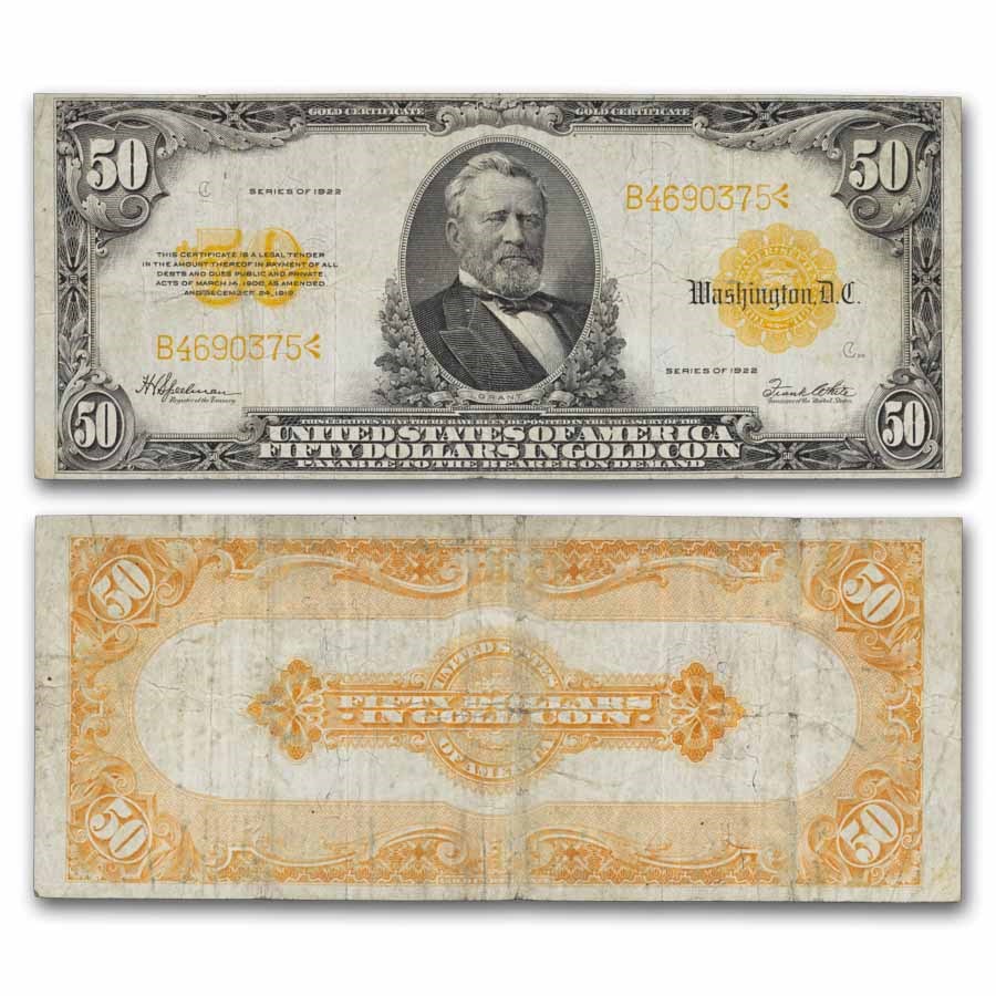 1922 $50 Gold Certificate Fine (Fr#1200)
