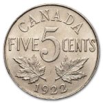 1922 Canada 5 Cents George V BU