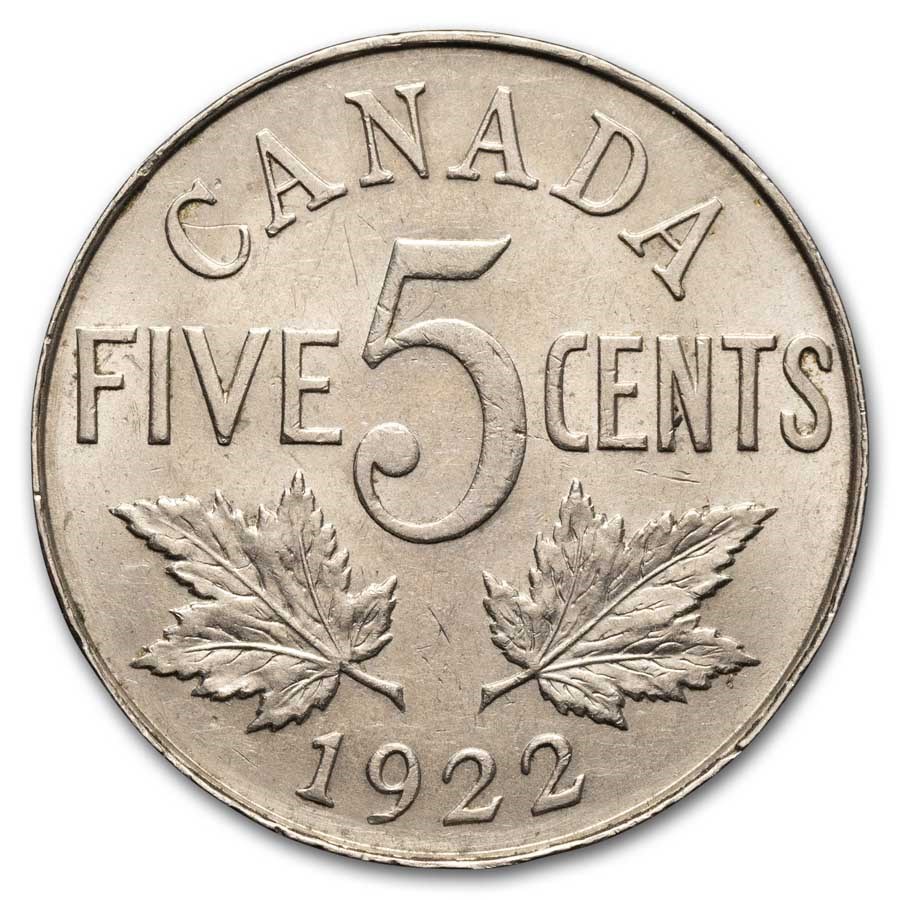 1922 Canada 5 Cents George V BU