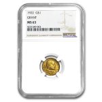 1922 Gold $1.00 Grant No Star MS-63 NGC