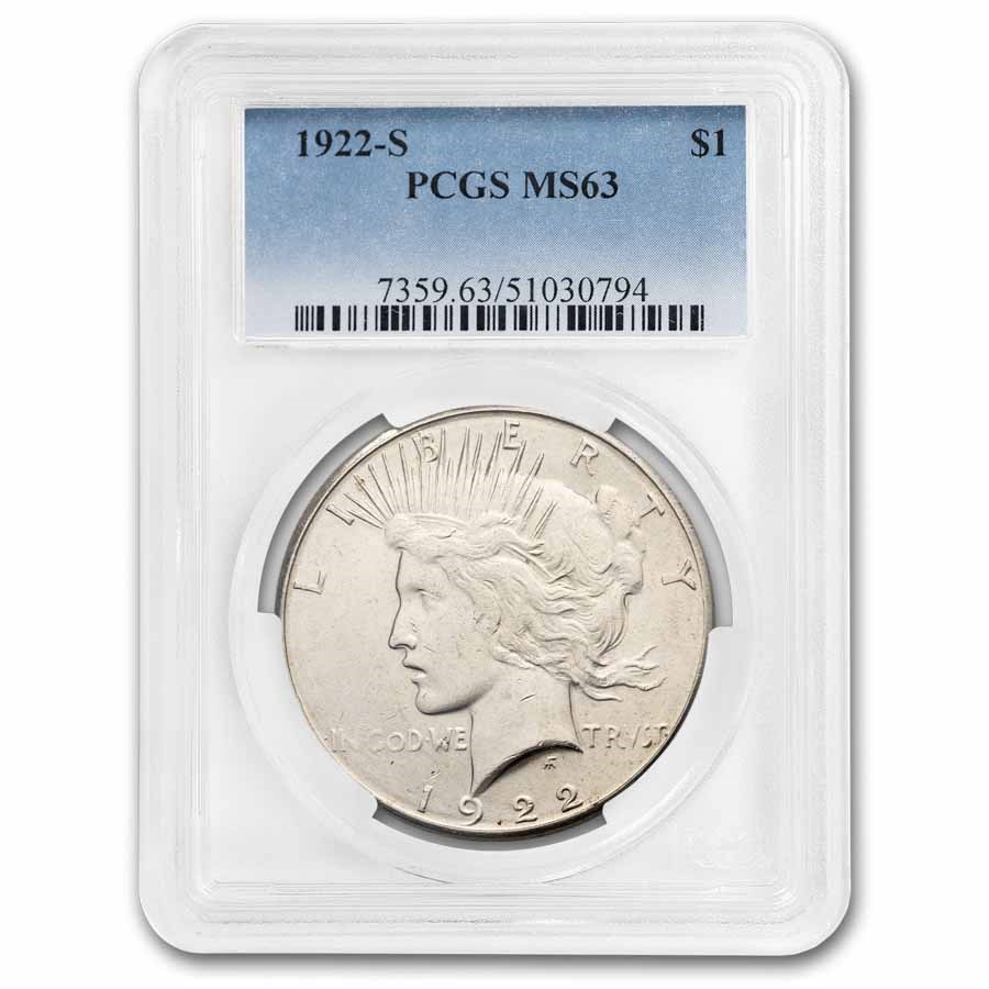 1922-S Peace Dollar MS-63 PCGS