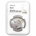 1922-S Peace Dollar MS-64 NGC
