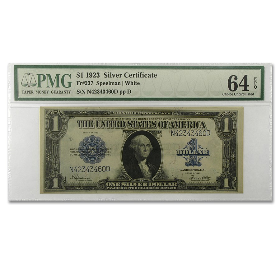 1923 $1.00 Silver Certificate CU-64 EPQ PMG (Fr#237)