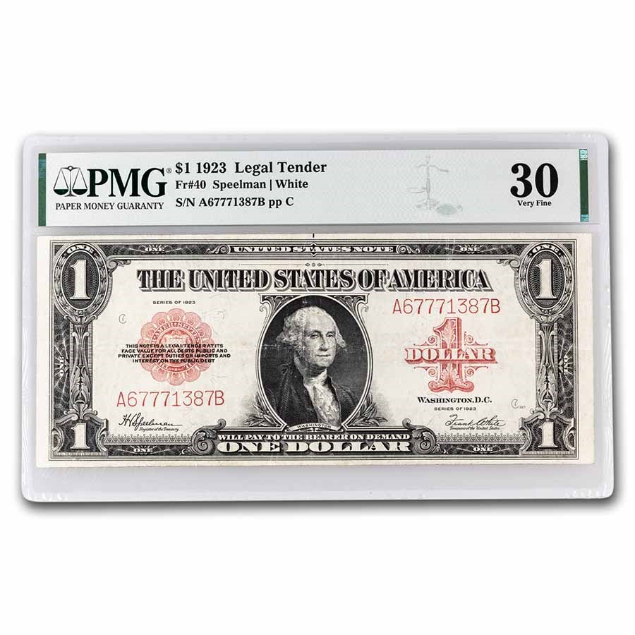 1923 $1.00 United States Note Red Seal VF-30 PMG (Fr#40)