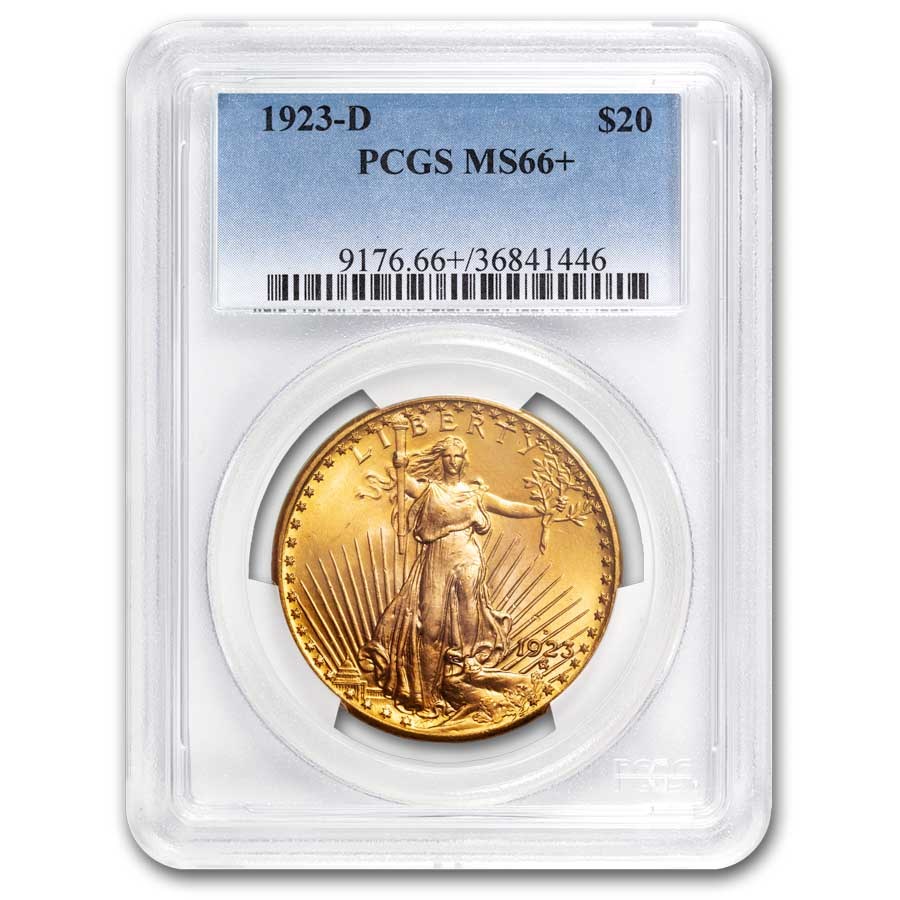 1923-D $20 St Gaudens Gold Double Eagle MS-66+ PCGS