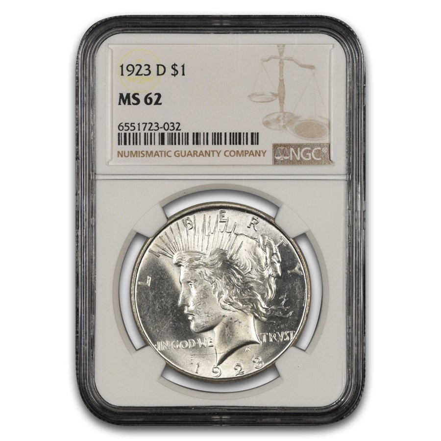 1923-D Peace Dollar MS-62 NGC