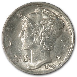 1923 Mercury Dime AU
