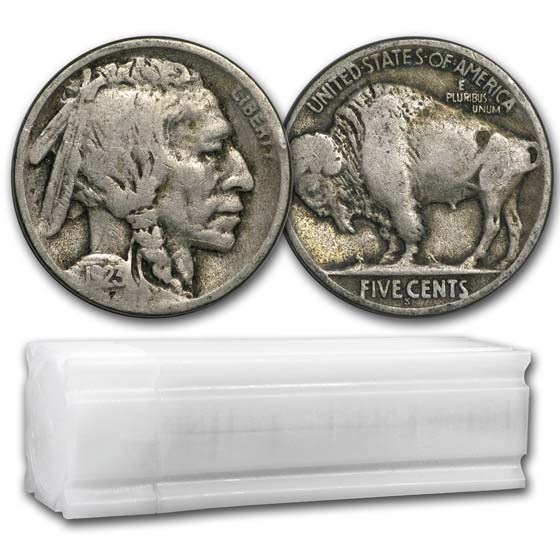 1923-S Buffalo Nickel 40-Coin Roll Avg Circ