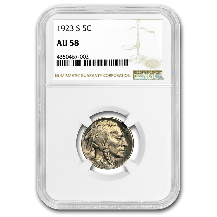 1923-S Buffalo Nickel AU-58 NGC