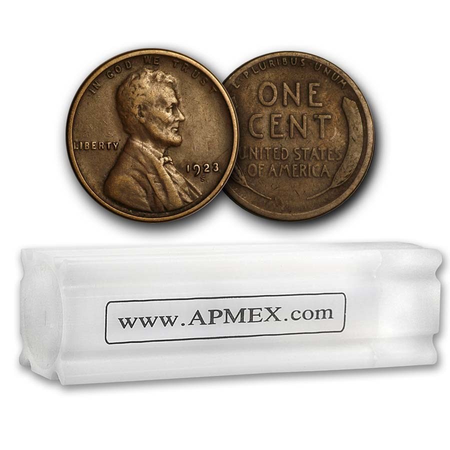1923-S Lincoln Cent 50-Coin Roll Avg Circ