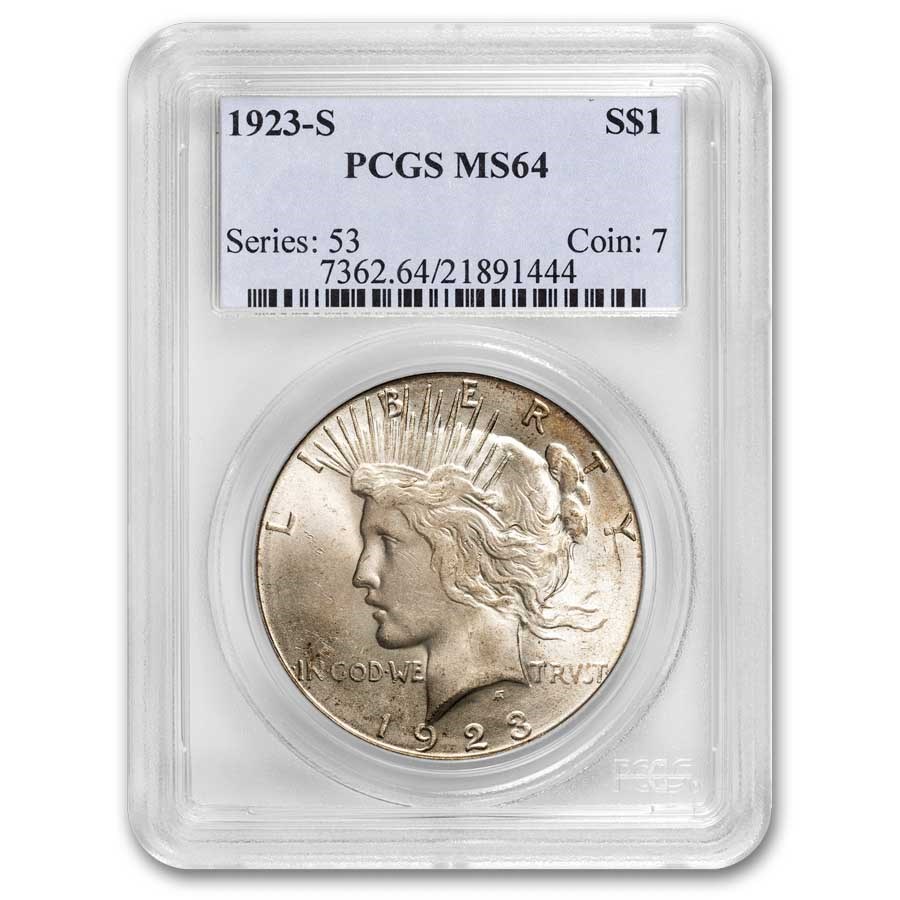 1923-S Peace Dollar MS-64 PCGS