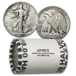 1923-S Walking Liberty Halves 20-Coin Roll Avg Circ