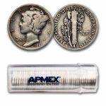 1924-D Mercury Dime 50-Coin Roll Avg Circ
