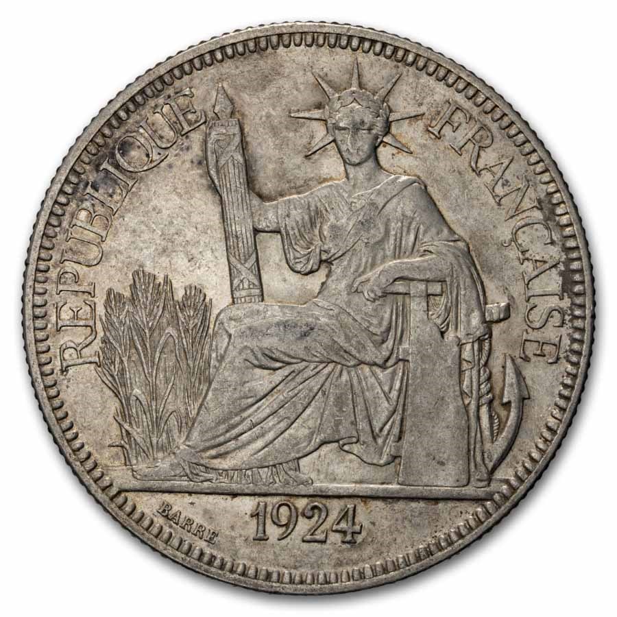 1924 French Indo-China Silver Piastre AU