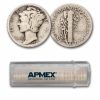 1924 Mercury Dime 50-Coin Roll Avg Circ