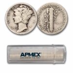 1924 Mercury Dime 50-Coin Roll Avg Circ