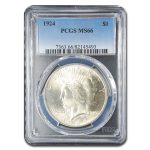 1924 Peace Dollar MS-66 PCGS