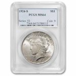 1924-S Peace Dollar MS-64 PCGS (Toned)