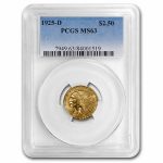 1925-D $2.50 Indian Gold Quarter Eagle MS-63 PCGS