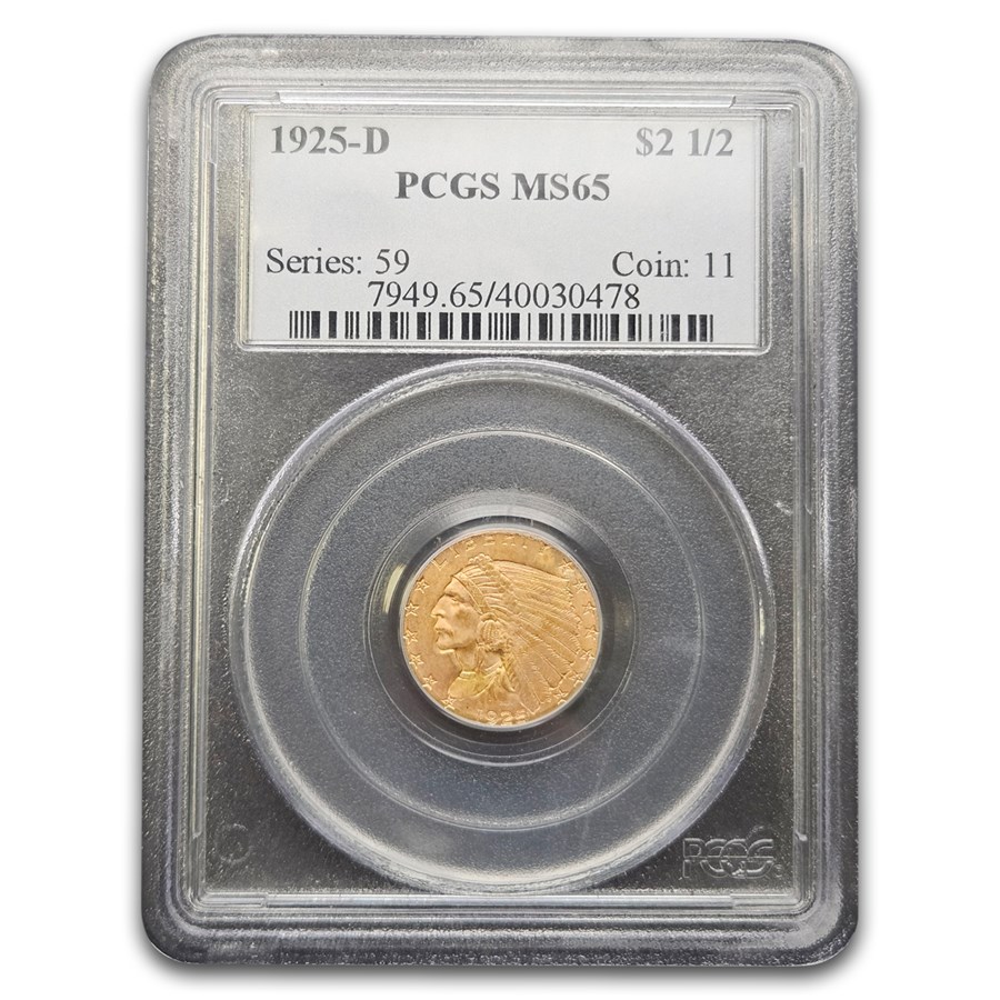 1925-D $2.50 Indian Gold Quarter Eagle MS-65 PCGS