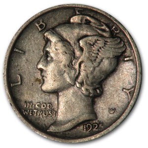 1925-D Mercury Dime XF