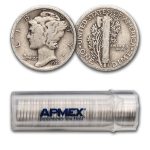 1925 Mercury Dime 50-Coin Roll Avg Circ