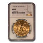 1925 Mexico Gold 50 Pesos MS-62 NGC