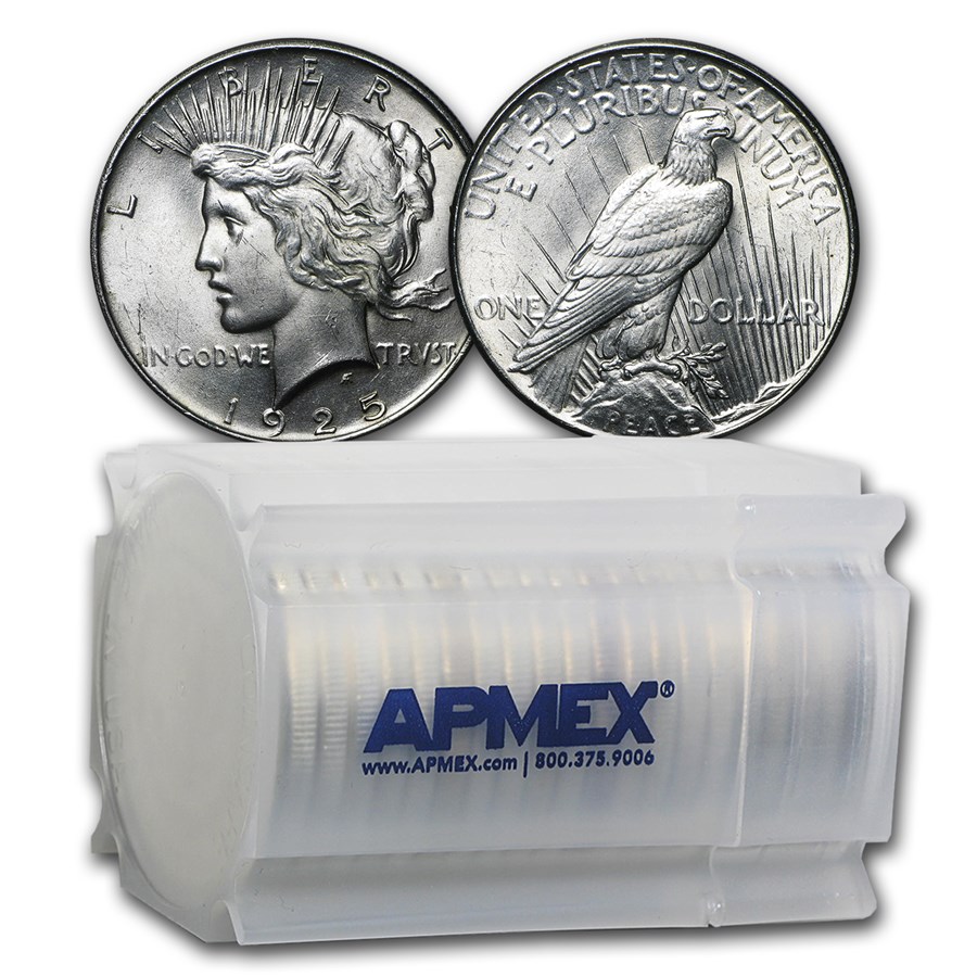 1925 Peace Silver Dollars BU (20-Coin Roll)