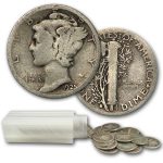 1925-S Mercury Dime 50-Coin Roll Avg Circ