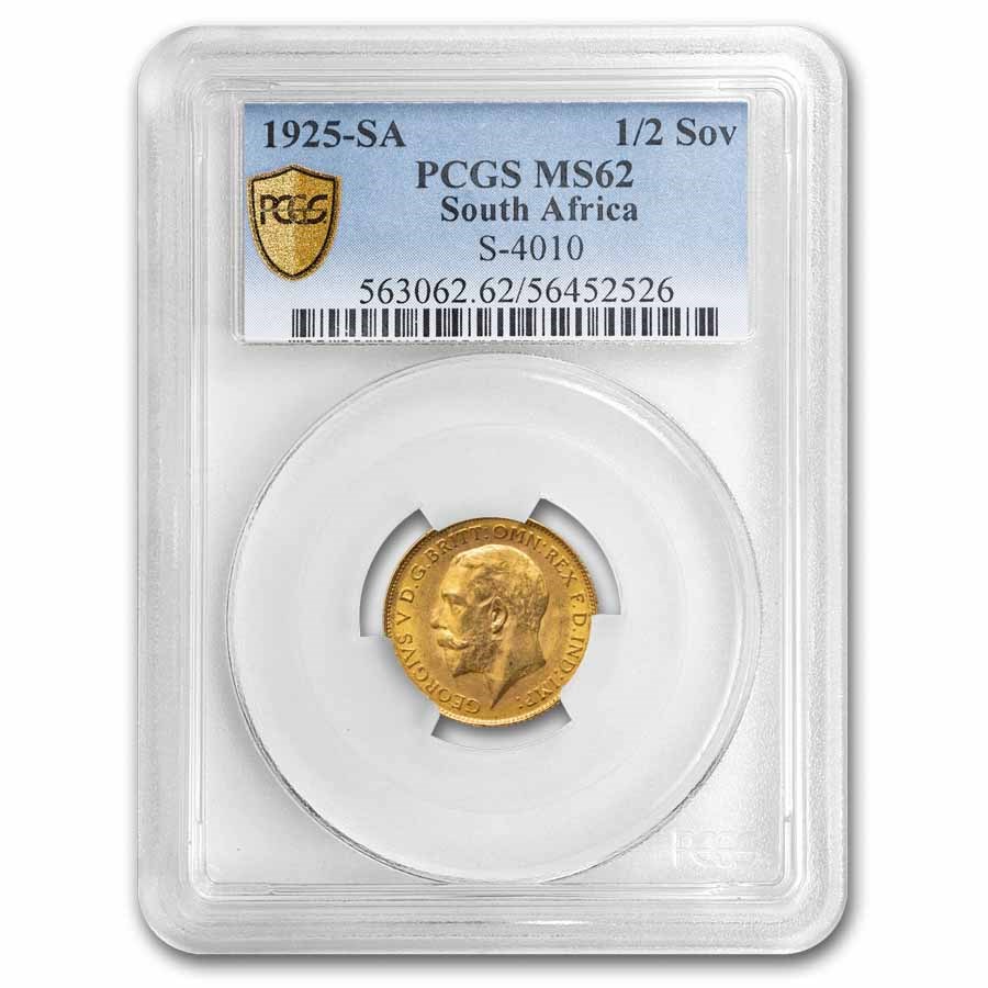 1925-SA South Africa Gold 1/2 Sovereign George V MS-62 PCGS
