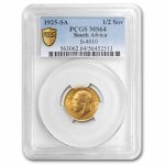 1925-SA South Africa Gold 1/2 Sovereign George V MS-64 PCGS