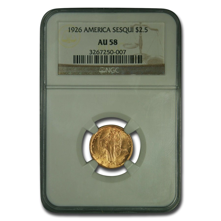 1926 Gold $2.50 America Sesquicentennial AU-58 NGC
