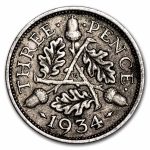 1927-1936 Great Britain Silver 3 Pence George V Avg Circ