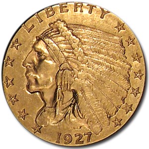 1927 $2.50 Indian Gold Quarter Eagle AU