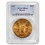 1927 Mexico Gold 50 Pesos MS-64 PCGS